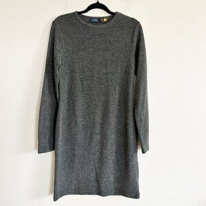 Polo Ralph Lauren Dress Gray Boucle Wool Blend Knit Sheath Long Sleeve